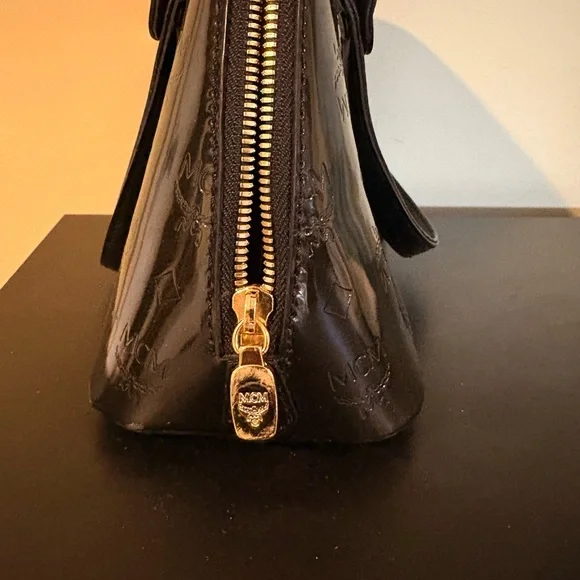 MCM Glossy Black Satchel Bag - Picture 6 of 8